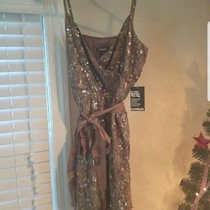 Express gold sequin cocktail dress